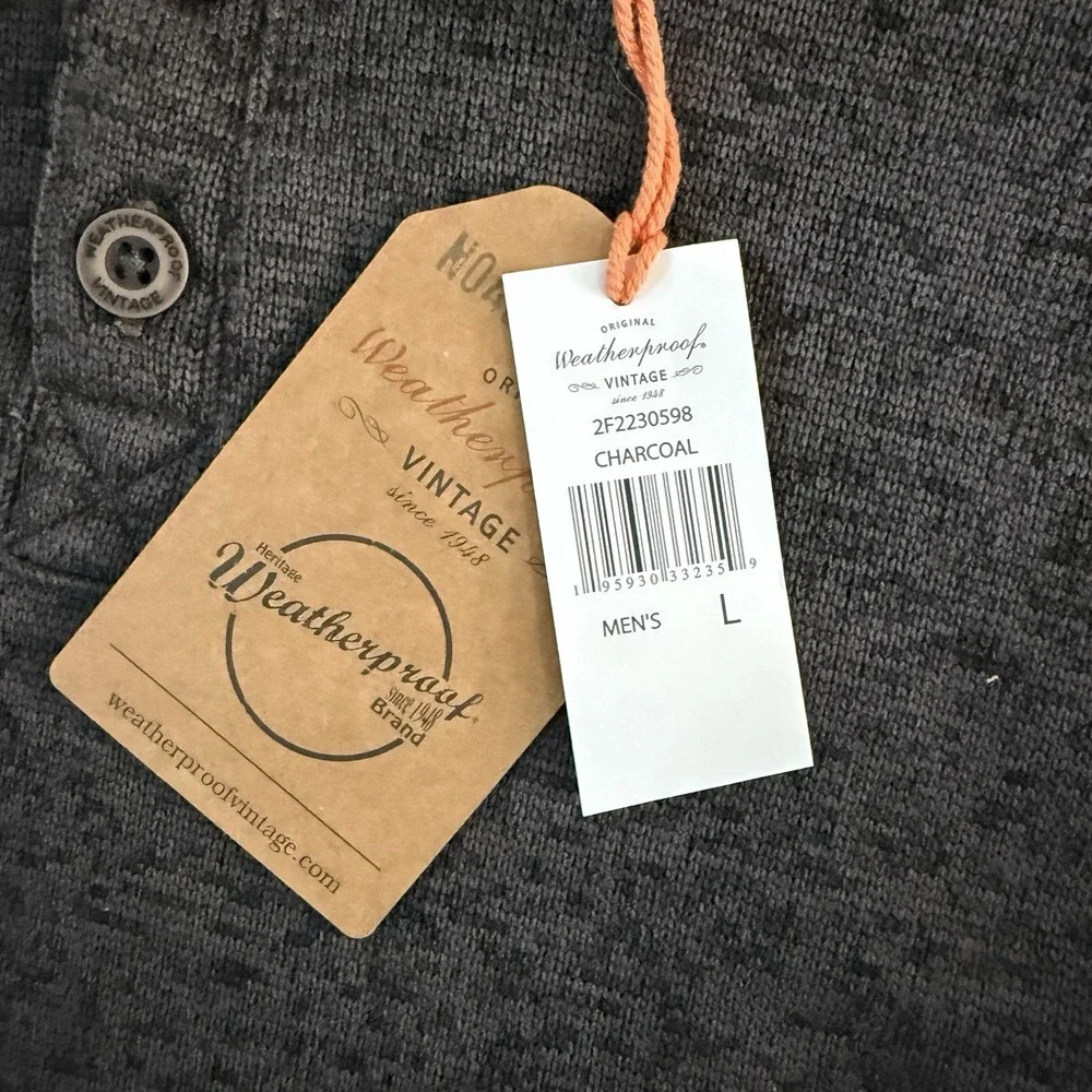 Men's New Weatherproof Vintage Brand Fleece Pullover NWT Large, Charcoal - Picture 4 of 4